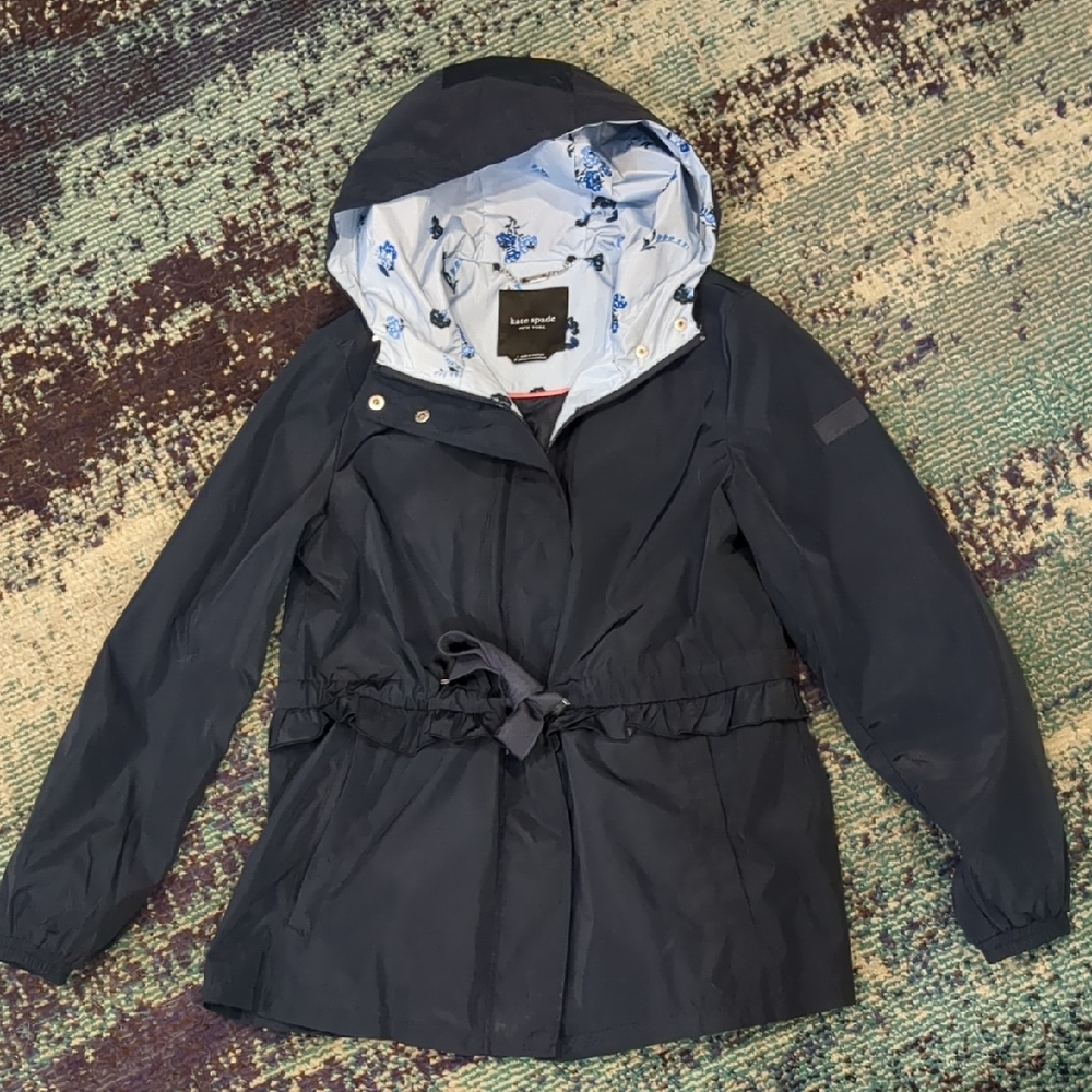 Kate Spade Blue Floral Rain Jacket